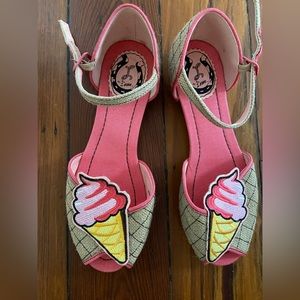 Miss L Fire Size 38/ 7 Pink & Tan Vintage Style Ice Cream Sandals